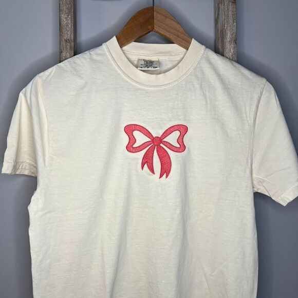 pink bow embroidered tee - Picture 3 of 4